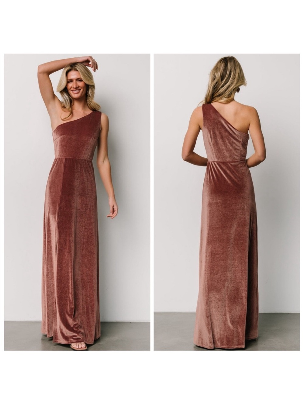 Baltic Born One-Shoulder Velvet Maxi Dress Size Medium